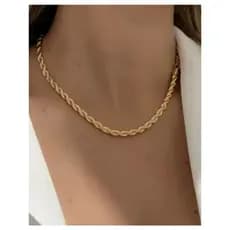 Colar Feminino Cordão Baiano Banhado Dourado Antialérgico Aço Inox rn001