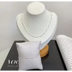 Colar Corrente Bolinha Veneziana Feminina 40cm – Folheada a Prata 925