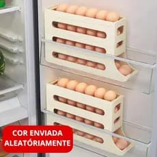Organizador Porta Ovos Suporte 4 Andares Rolante Para 30 Ovos Dispenser Armazena e organizador de Geladeira