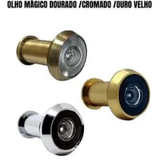 Olho Mágico Visor Para Porta 200º Niquelado Cromado/Ouro Velho/Dourado - Hf