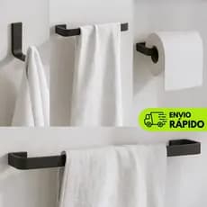 Kit Acessórios Para Banheiro 4 peças - Preto - Cromado - Branco - Rose Gold - Decoração Banheiro - Prateleira Banheiro