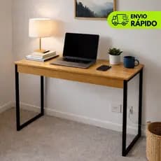 Escrivaninha Mesa Escritório Estilo Industrial - Home Office - Madeira - Preto - Branco - Rose Gold - Dourada