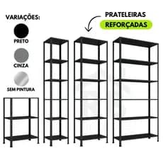 Estante Prateleira de Aço Reforçada Casa Cozinha Sala Quarto Livros Estoque Multiuso Sapateira - Preto Cinza