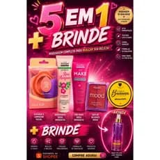 Kit Maquiagem + Body Splash Lisoterapia Po Banana Rosa Mosqueta Face Puff Blush Pre Make