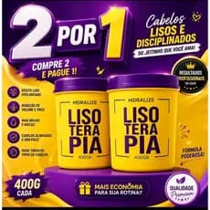 Kit 2 Mascara Recostrutora Lisoterapia 400g Hidratação Nutrição Fortalecimento Capilar