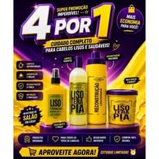 Kit Lisoterapia Reconstrução 1L + Shampoo 500ml + Mascara 400g + Tonico Capilar Lisoterapia Super