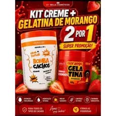 Kit Bomba Cachos 1kg + Gelatina de Morango Hidralize Super Definição de Cachos 2 por 1