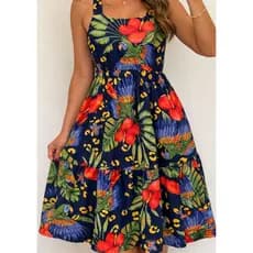 Vestido mídi Alça rodado Vestido moda cristã feminino em /MALHA casual de alça
