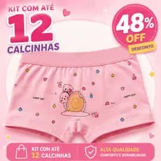 Kit até 12 Calcinha Box Shortinho FEMININA MENINA INFANTIL JUVENIL Boxer Confortável Criança