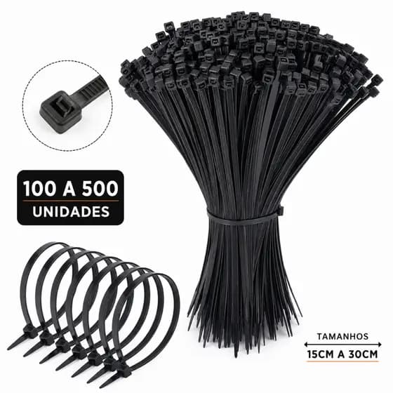 Kit até 500 Abraçadeira de Nylon Cinta Plástica Enforca Gato Branco Preto 15cm-30cm