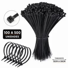 Kit até 500 Abraçadeira de Nylon Cinta Plástica Enforca Gato Branco Preto 15cm-30cm