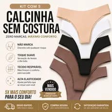 Calcinhas Fio Dental Sem Costura Corte a Laser Acabamento Top