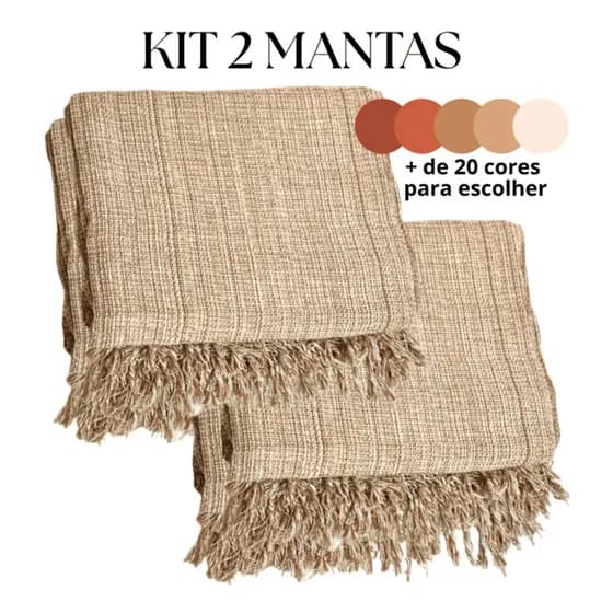 Kit 2 Mantas Decorativas Para Sofá Luxuosa Tamanho 210X120 Tecido OO 100% Algodão Casa Nova Elegante