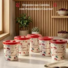 Kit 5 Potes Herméticos 2 Litros Organizador de Mantimentos Cozinha Porta Alimentos Dia das Mães