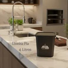 Lixeira Com Tampa 4 Litros Para Pia De Cozinha Banheiro Escritório Resistente Pequena Compacta