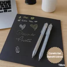 Caneta Gel Retrátil 0.8mm Dourada e Prata Papel Preto Decoração  Convites Personalizações Escolar