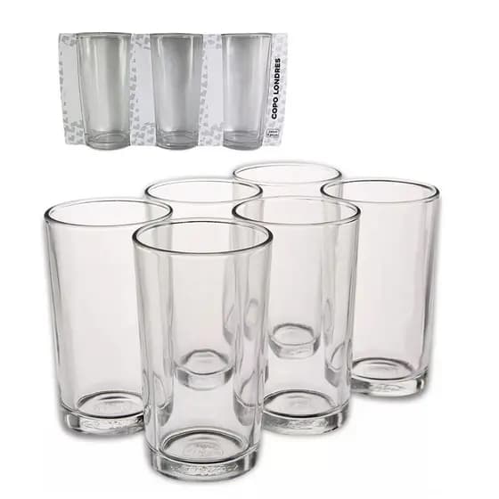 Conjunto 06 Copos de Vidro Londres Pratico 240ml