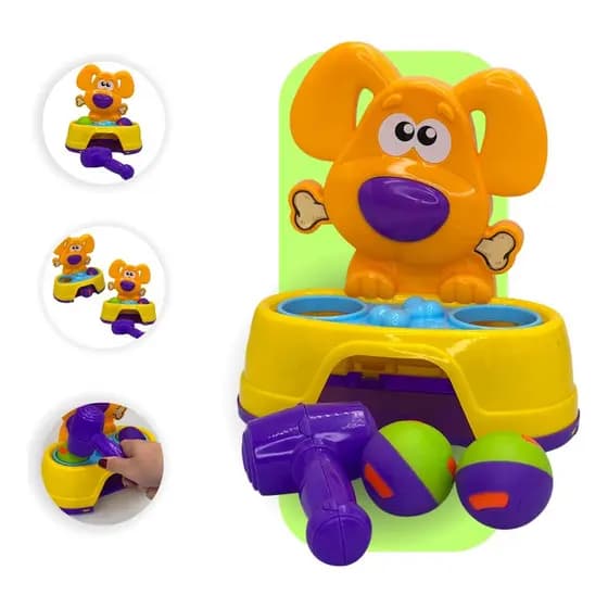 Brinquedo Educativo Bate Dog com 2 Bolinhas Martelo Diversão