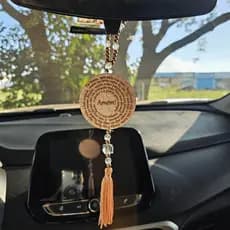 Enfeite Retrovisor de Carro Oração Pai Nosso Católico/Evangélico Mdf