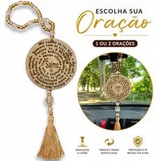 Enfeite Retrovisor de Carro Mandala Com Salmo 91, 23 e Orações