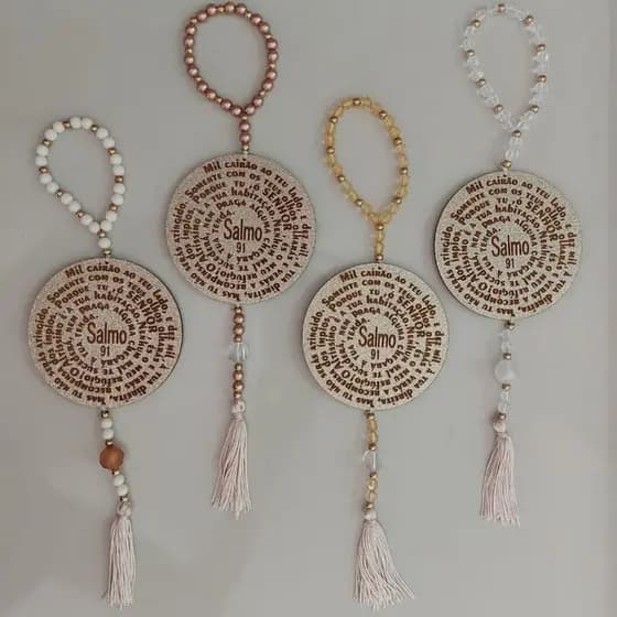 Salmo 91 Decoração de Porta Adorno Mandala Religiosa Enfeite Artesanal