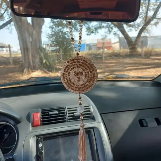 Enfeite Retrovisor de Carros com  Salmo 91ou Salmo 23 em MDF