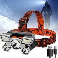 Lanterna de Cabeça 5Leds Recarregável a prova d'água  USB B2T