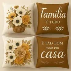 Kit 4 Capas De Almofada 45x45cm Oxford Sublimado Zíper Estampas Decorativas Modernas