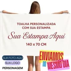 Toalha De Banho 140 x 70  Personalizada Com Sua Estampa  Toalha para empresa SUA ARTE PERSONALIZADA