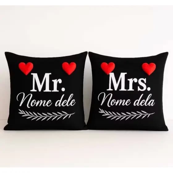 Capas de Almofadas Personalizadas decoradas – Mr Mrs(Senhor e Senhora)