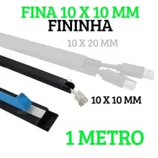 1 metro de canaleta preta 10x10mm fina fininha