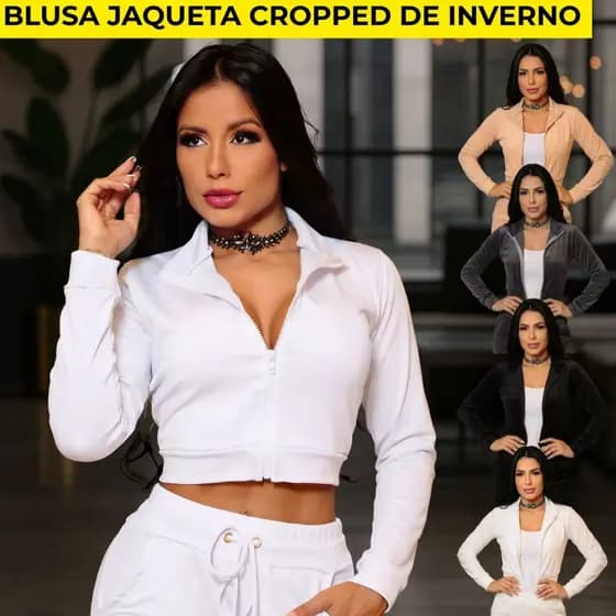 Blusa Cropped Feminina Frio Inverno Academia Fitness
