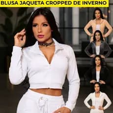 Blusa Cropped Feminina Frio Inverno Academia Fitness