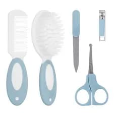 Kit Higienie Bebe Coisas De Bebê Kit Cuidados Bebê Buba Azul Escova Pente tesoura cortador unha