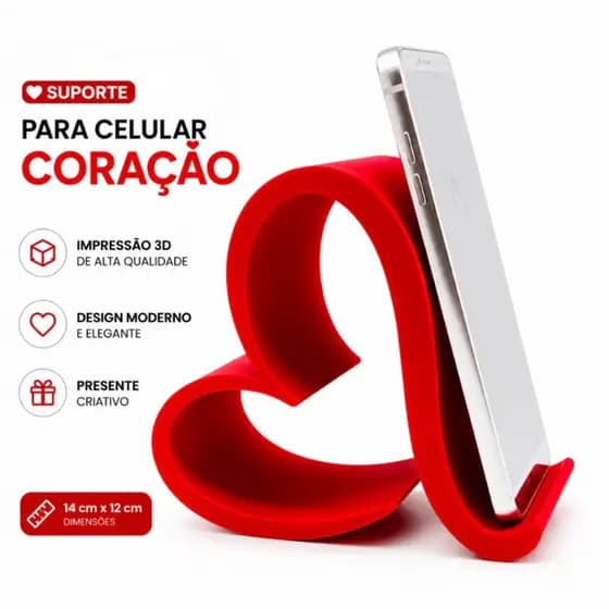 Suporte para Celular em Formato de Coração | Base de Mesa Decorativa | Presente Criativo