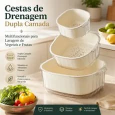 Cestas de Drenagem Dupla Camada Escorredor de Alimentos Multifuncionais Lavagem De Vegetais e Frutas