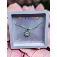 Colar Feminino pingentes Cravejada Cristal Banhado a Prata 925