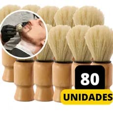 Kit 80 Pincel De Fazer a Barba Fios Macios Lavável Com Cabo De Madeira