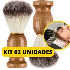 Kit 2 Pinçel De Barba Profissional Com Cerdas Macias Para Rosto