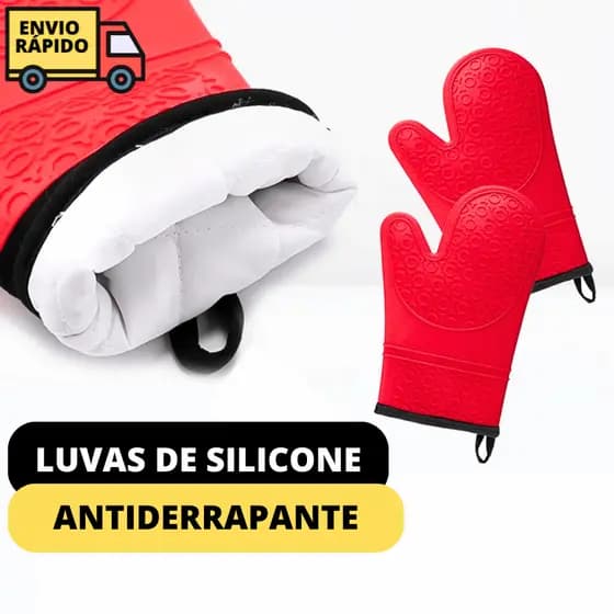 Luva Térmica Para Forno Cozinha Par De Luvas Com Forro Para Fogão De Silicone Lavável Premium