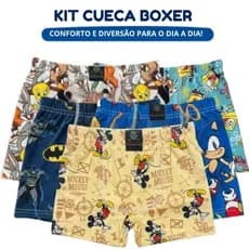 Kit Cueca Boxer Box Infantil  Masculina Confortável Microfibra Estampas Sortidas 5-10