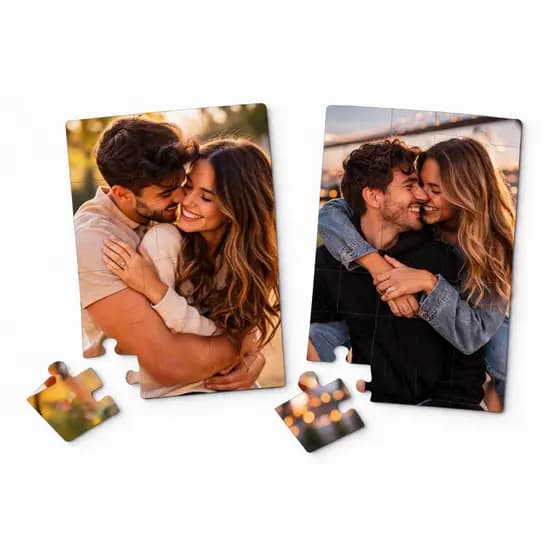 Ímã de Geladeira Quebra-Cabeça com Foto Casal Namorados Amor