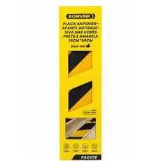 Placa Antiderrapante Autoadesiva 15x60cm Preta e Amarela | Fita Antiderrapante para Escadas, Rampas e Pisos
