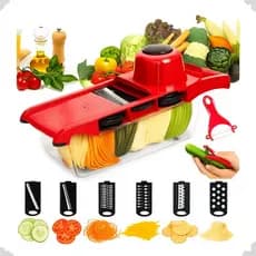 Cortador De Alimentos Mandolina Com Lâminas Vermelho