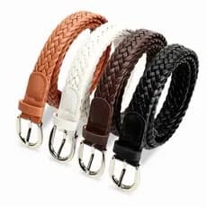 Cinto Feminino Trançado Pu Acessórios Simples Gótico Vintage Pino Fivela Cintura Preta