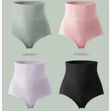 Mulheres Shapewear Calcinha De Cintura Alta Barriga Plana Listrado Briefs Hip Lift Corpo Moldar Roupa Interior Plus Size