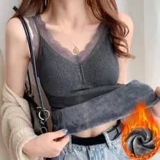 Roupa Interior Térmica Colete Mulher Inverno Quente Topo Usar Camisa Undershirt