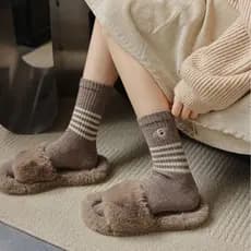 6 Pares De Meias Femininas Com Babados Tubo Médio Tornozelo Curto Respirável Preto Branco Conjunto