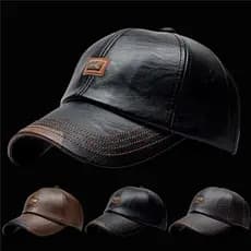 Boné De Beisebol Casual Moda Chapéu Outono E Inverno Mais Veludo De Couro Para Homens