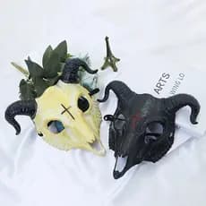 Máscara Cara De Caveira Cabra Bode Chifre Terror Festa Cosplay Halloween Demônios Ritual Carnaval Teatro Assustadores